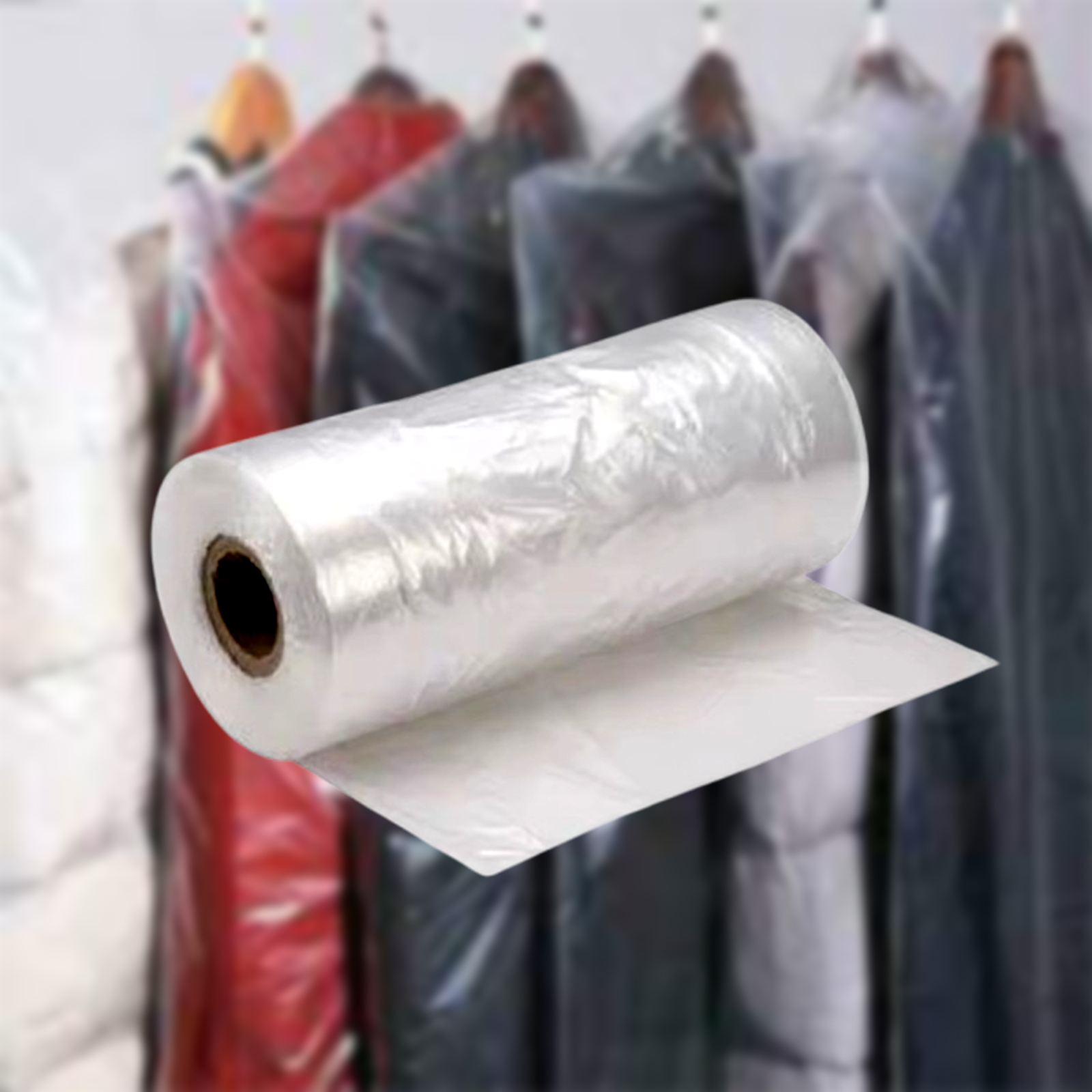 100 Gauge – Continuous & Perforated Polythene Garment Roll 12.5 KG All Sizes